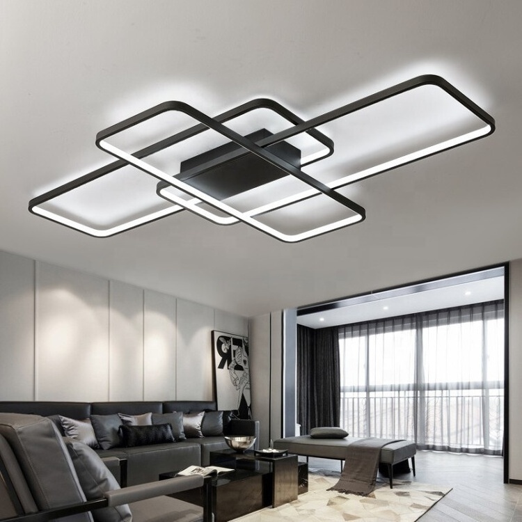 Modern Flush Mounted Aluminum Geometrical Smart Ceiling Light With Remote Control Lampara Modernas De Techo