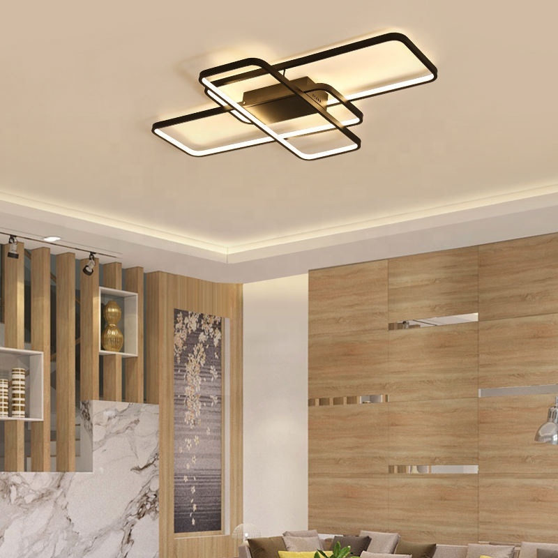 Modern Flush Mounted Aluminum Geometrical Smart Ceiling Light With Remote Control Lampara Modernas De Techo