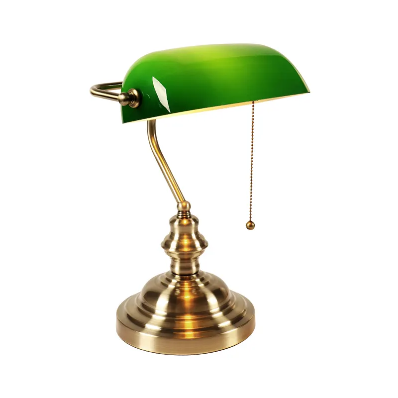 European Antique Brass Classic Vintage Desk Table Lamp For Banker