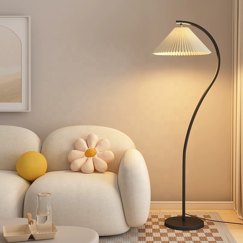 Modern LED Cheap Price Umbrella Shape Reafing Wooden Arc Floor Lamp For Living Room