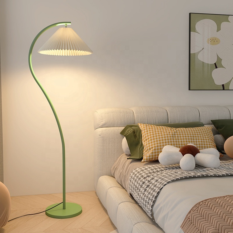 Modern LED Cheap Price Umbrella Shape Reafing Wooden Arc Floor Lamp For Living Room