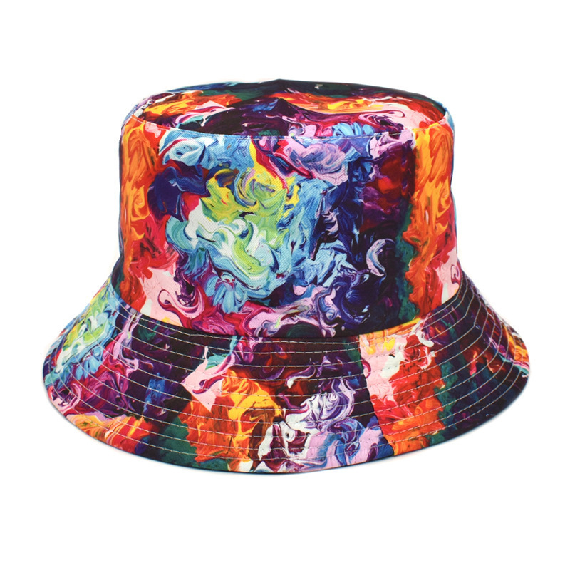 Summer Sun Protection Bucket Hat for Men Women Panama Cap Print Hip Hop Gorros Fishing Fisherman Hat Double Side Wear Fashion