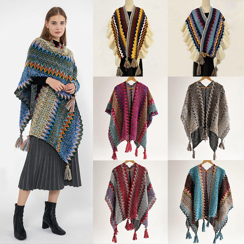 New Fashion Winter Warm Plaid Ponchos And Capes For Women Oversized Shawls Wraps Cashmere Pashmina Female Bufanda Mujer