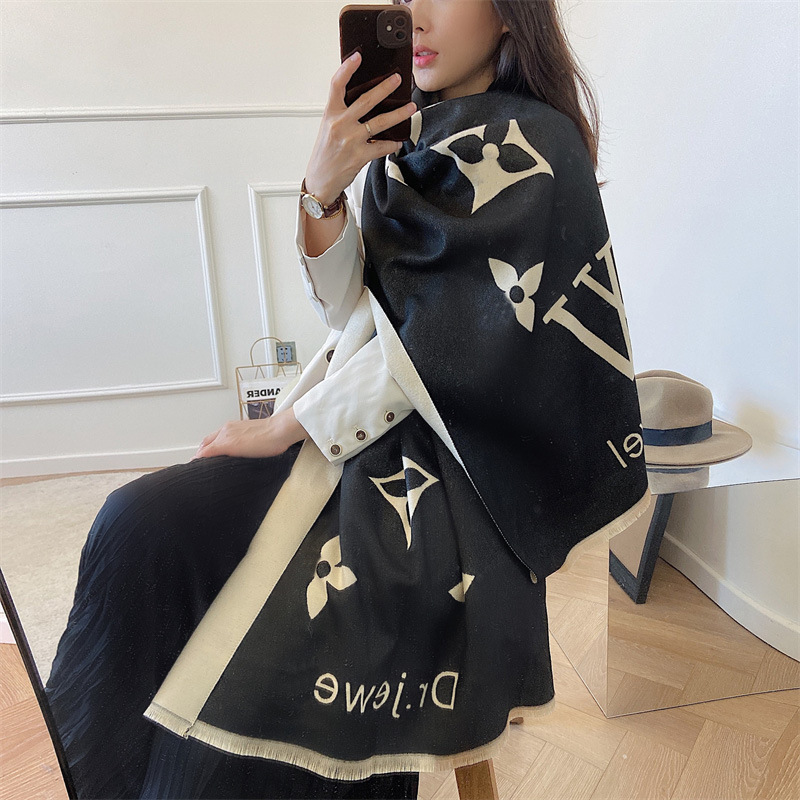 New Designer Famous Brand Branded Name Logo Ladies Cashmere Winter Scarf Women Shawls Scarves