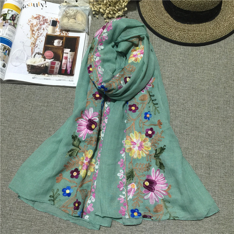 Plain Embroidered Floral Viscose Scarf Shawl From Indian Bandana Print Cotton Scarves and Wraps Foulards Muslim Hijab