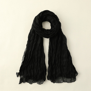 Fashion New 16 Colors Elegant Solid Black Red White Women Long Scarf Wrap Scarves Vintage Cotton Linen Large Shawl Hijab