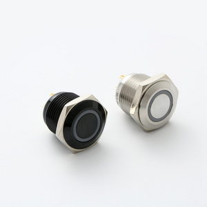 ELEWIND 16mm Momentary (1NO) with black aluminium or stainless steel push button switch (PM161F-10E/J/B/12V/A)