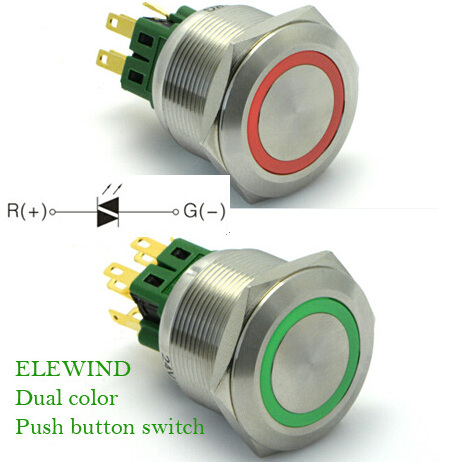 ELEWIND 22mm bi-color Latching push button switch(PM221F-11ZE/R-G/12V/S,CE,ROHS)