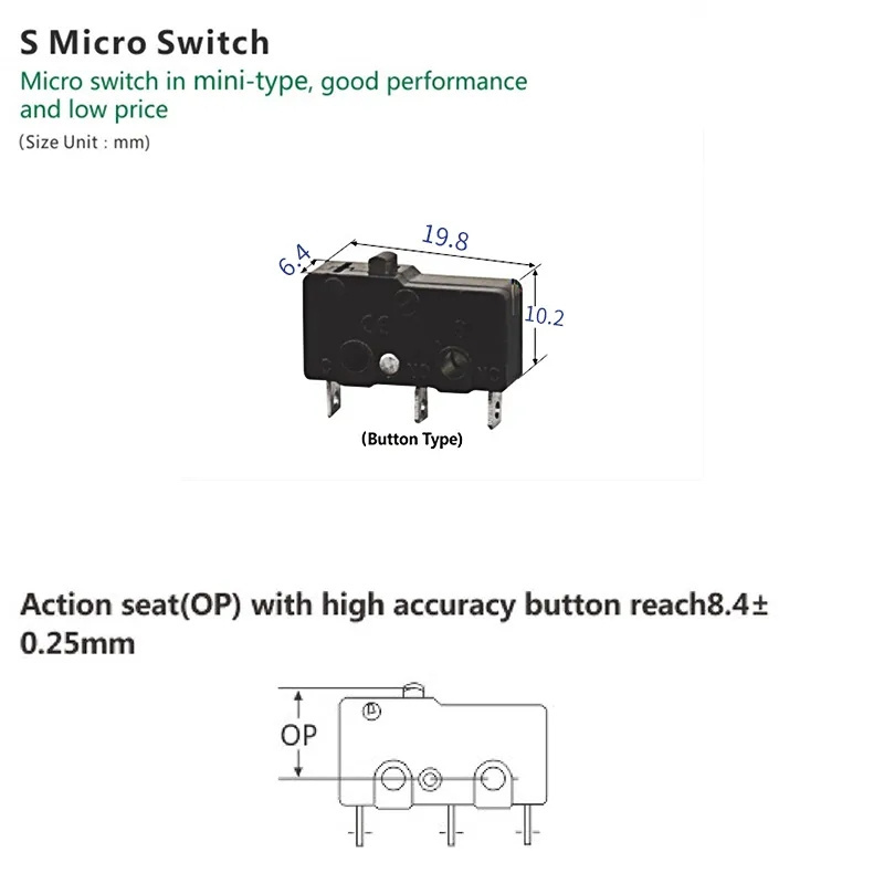 Mini Micro Switch NO/NC Micro Switches 3A 5A 10A 250VAC Arc lever Snap Action Long lever type Roller lever type Microswitch