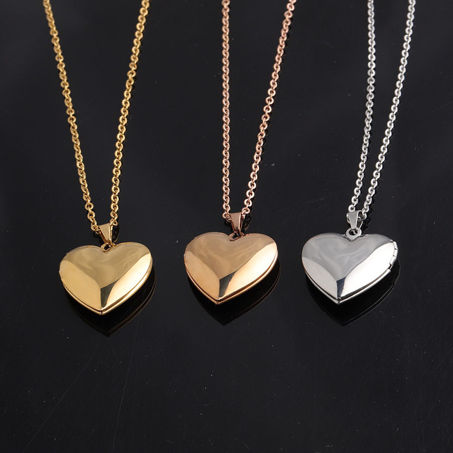 NEW Stainless Steel Photo Frame 45cm Chain Necklace Heart Locket Pendant Necklace 0704