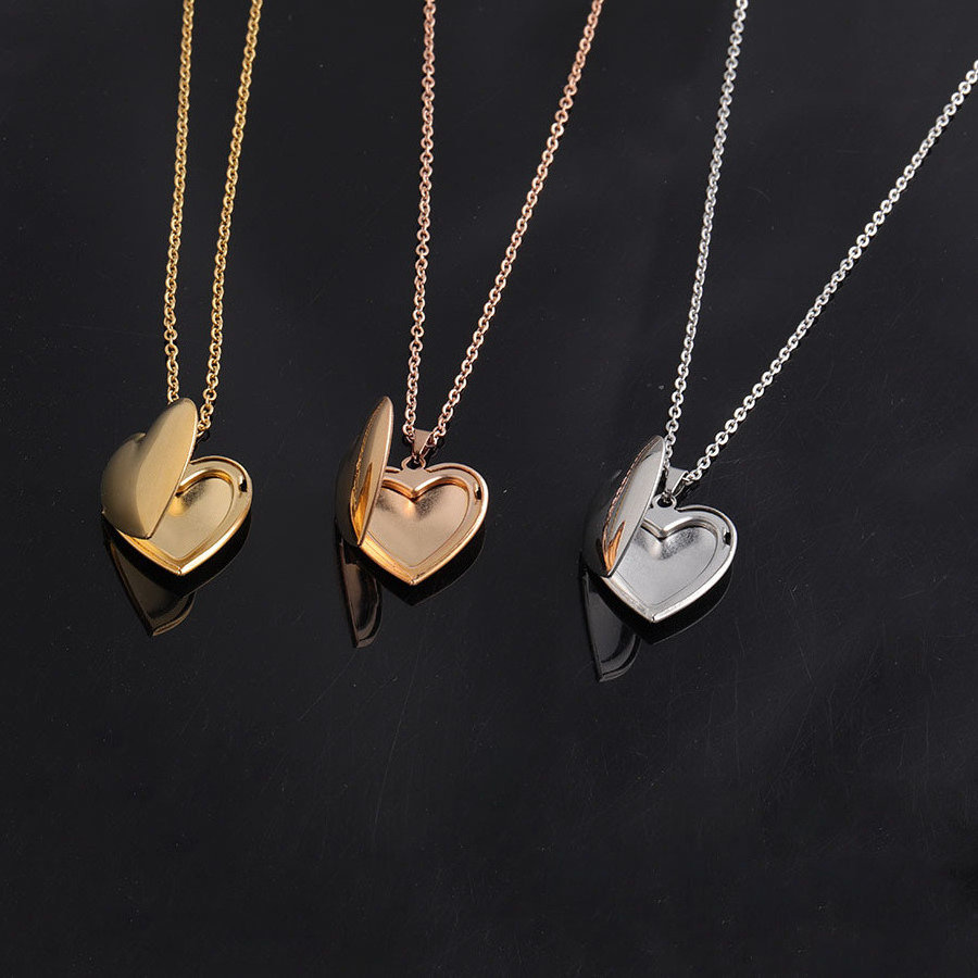 NEW Stainless Steel Photo Frame 45cm Chain Necklace Heart Locket Pendant Necklace 0704