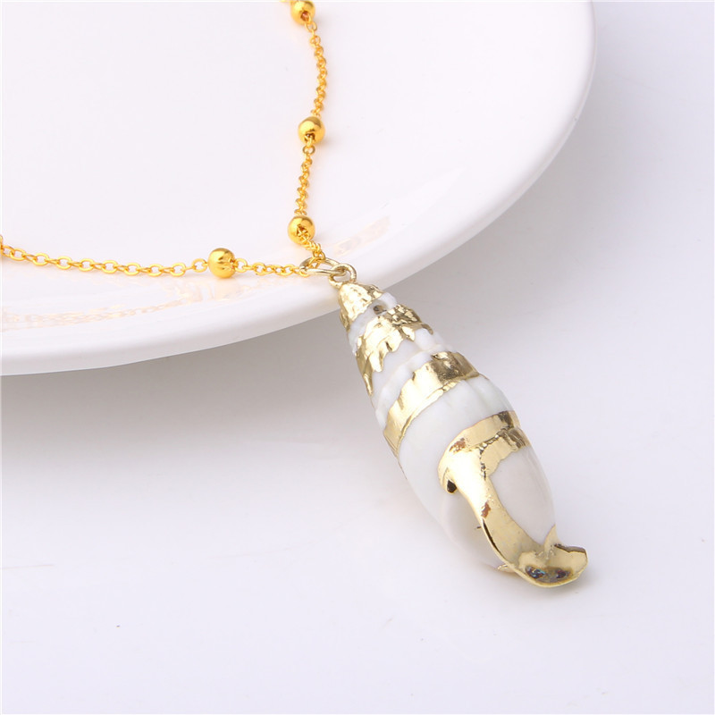 Boho Seashell  Stainless steel bead chain New arrived real natural Shell Necklace Pendant For Women Necklace Jewelry