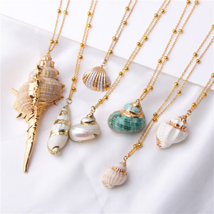 Boho Seashell  Stainless steel bead chain New arrived real natural Shell Necklace Pendant For Women Necklace Jewelry