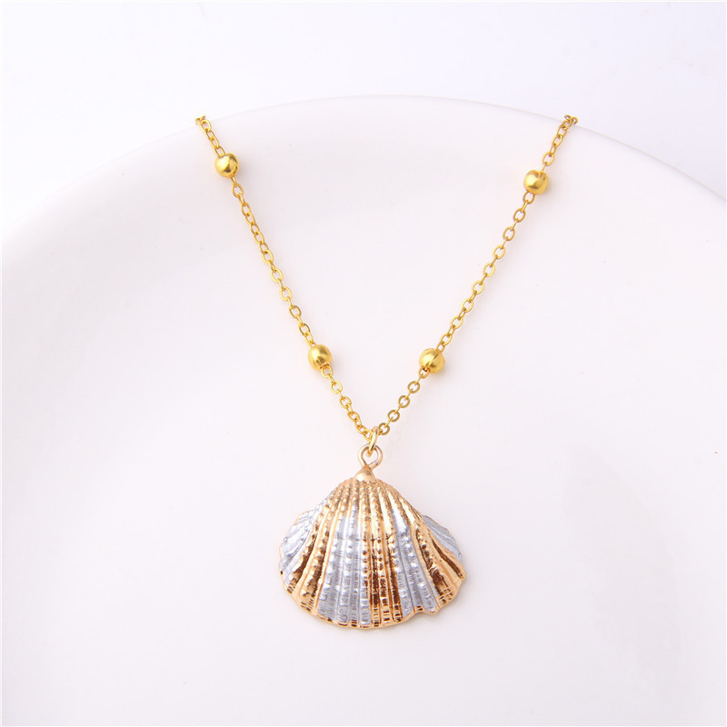 Boho Seashell  Stainless steel bead chain New arrived real natural Shell Necklace Pendant For Women Necklace Jewelry