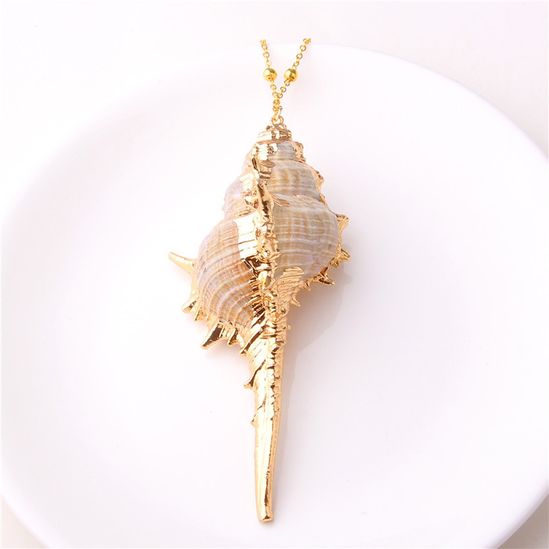 Boho Seashell  Stainless steel bead chain New arrived real natural Shell Necklace Pendant For Women Necklace Jewelry