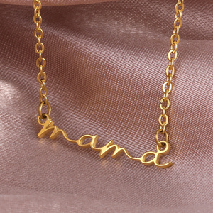 Personalized Custom Cursive MAMA Letter 18K Gold Plated Stainless Steel Initial Necklace