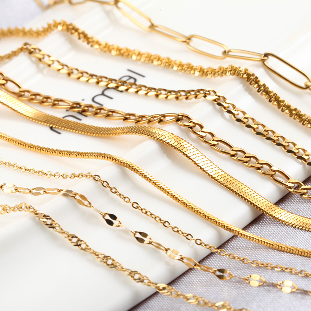 YWLY Wholesale 316L Stainless Steel Necklace Chains 18k Gold Plated Long Thin Box Chain For Necklace Diy Making Fashion jewelry