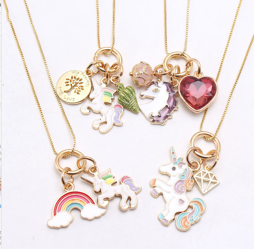 Wholesale kids jewelry heart design little girls pendant necklace 20240516