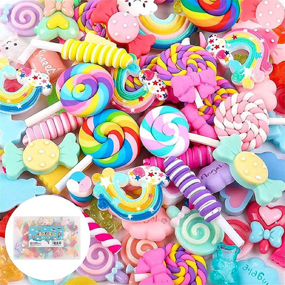 120pcs Slime Cute Charms Set Resin Candy Charms Mixed Assorted Flatback Slime Beads Making Supplies for DIY Phone Craft Making