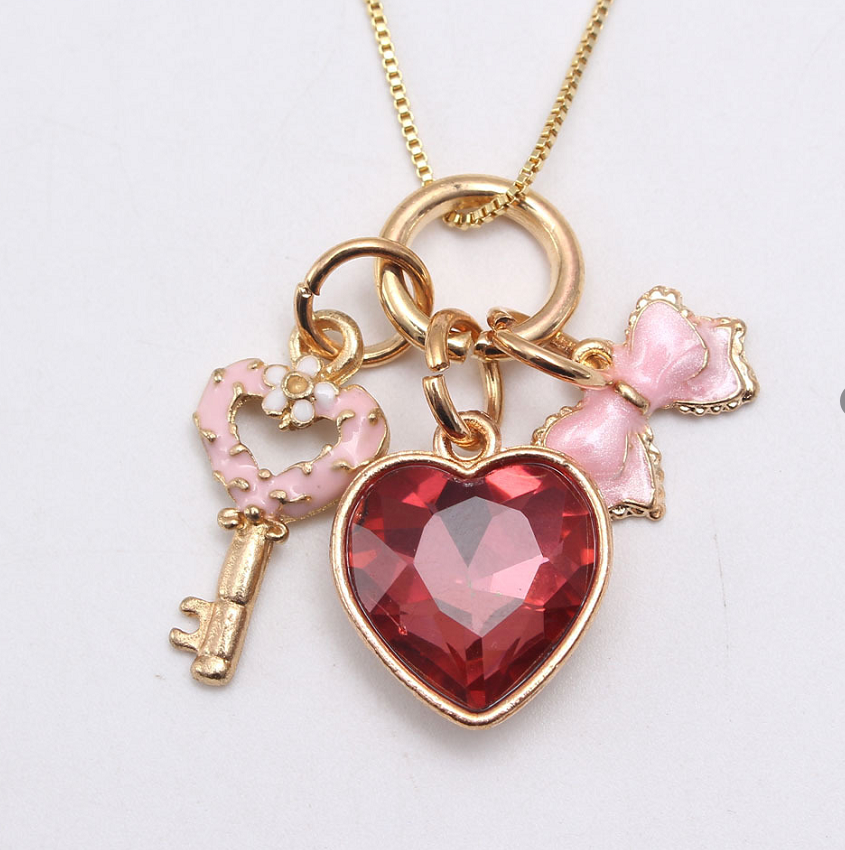 Wholesale kids jewelry heart design little girls pendant necklace 20240516