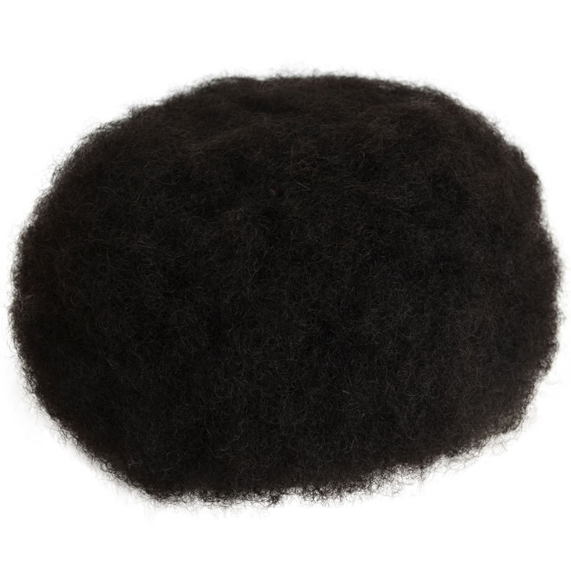 In Stock 4mm Afro Kinky Wave Curl Toupee 8*10  Remy Hair Mono Base Breathable Lace Pu Base Natrual Hairline Hair Patch For Men