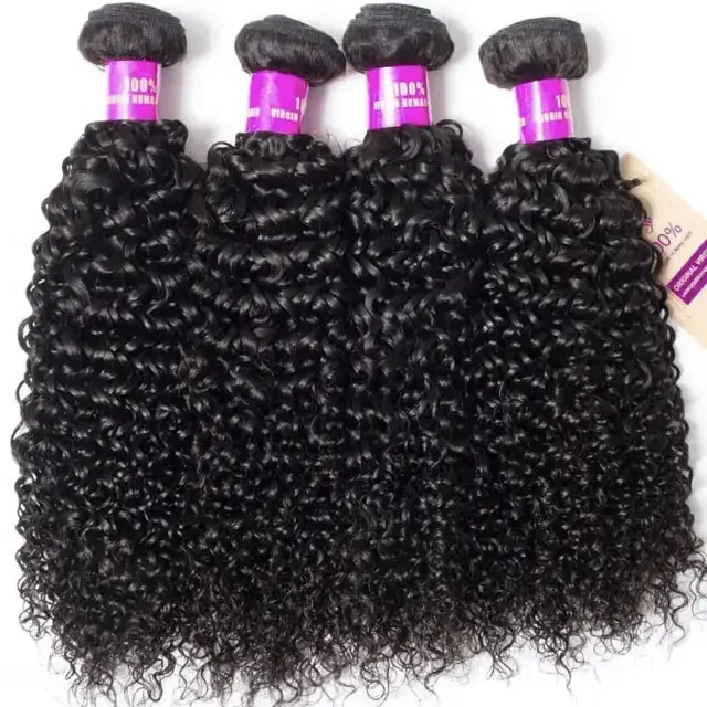 Wholesale Cheap Jerry Curly Hair Bundles Natural Color Kinky Curly 100% Virgin Brazilian Human Hair Bundles With Closure