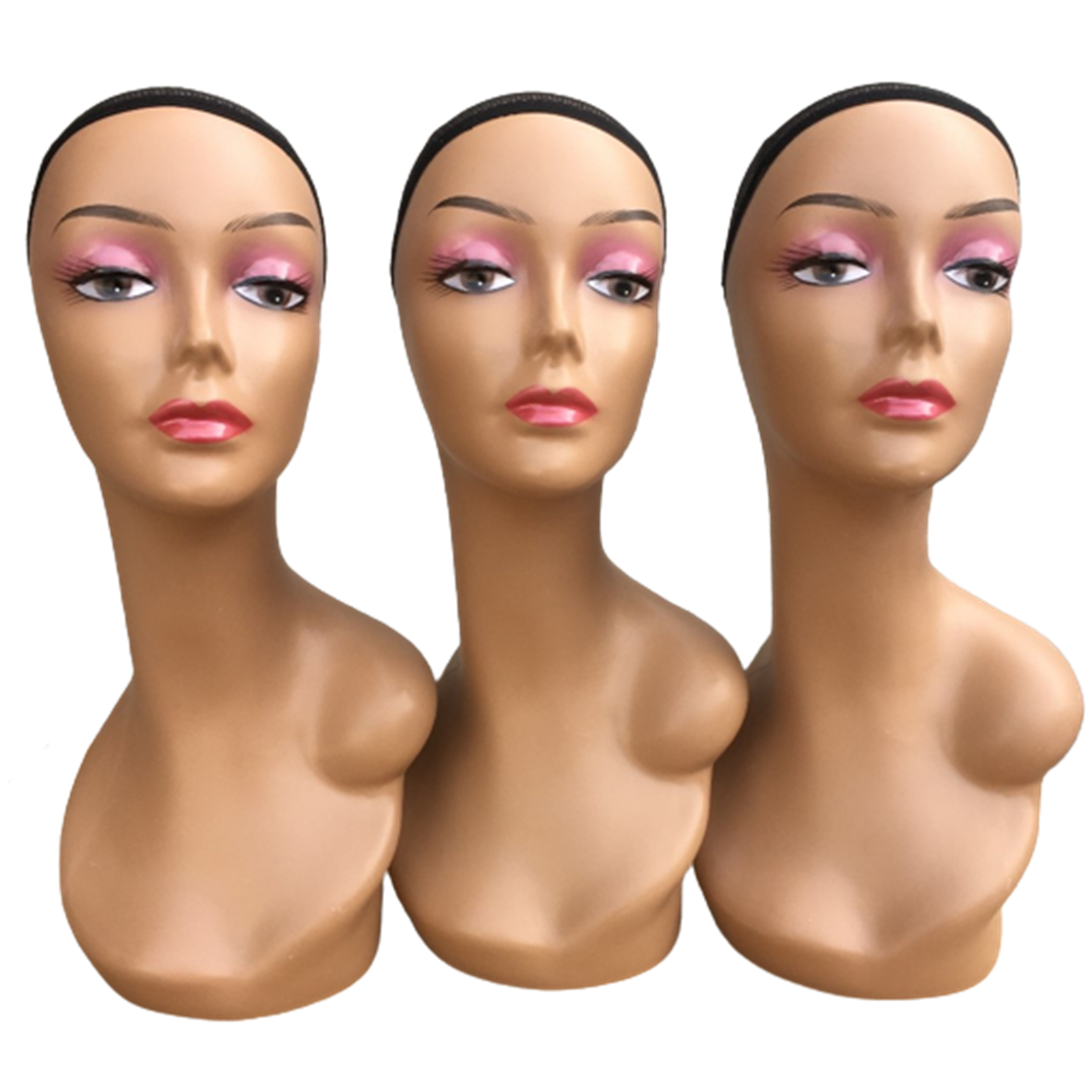 Wholesale Customize Female Model Head Wigs Makeup Wig Plastic Mannequin With Shoulder Wig Display Mannequin Head