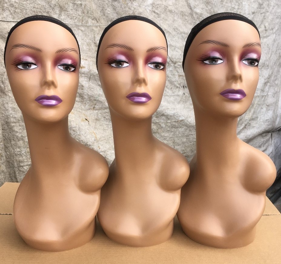 Wholesale Customize Female Model Head Wigs Makeup Wig Plastic Mannequin With Shoulder Wig Display Mannequin Head