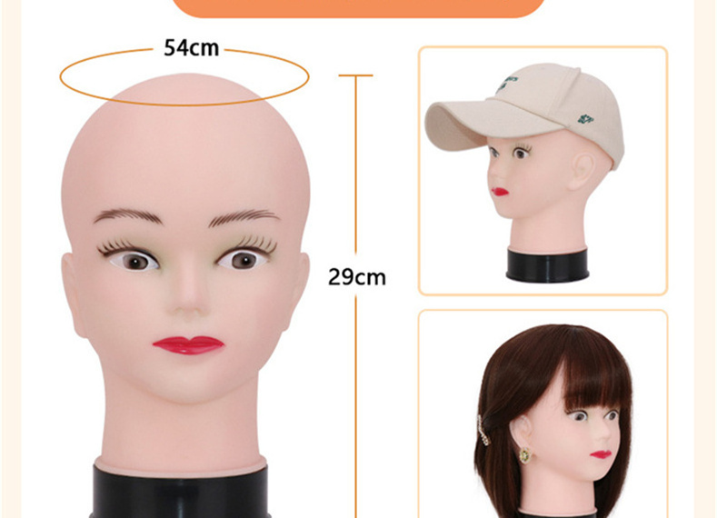 Professional Plastic Realistic Female Bald Dolls Head Display Mannequin Heads For Wig and Hats