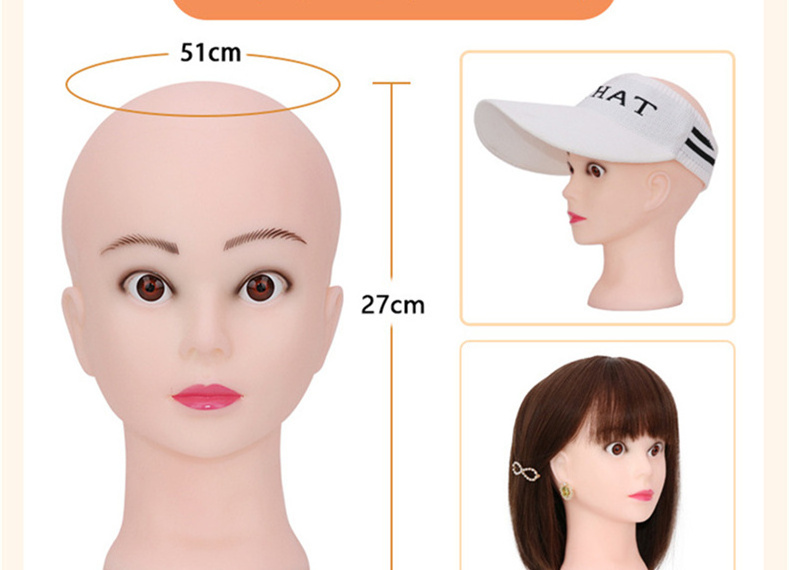 Professional Plastic Realistic Female Bald Dolls Head Display Mannequin Heads For Wig and Hats