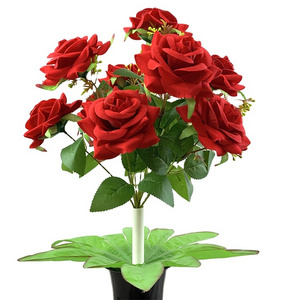 Custom Wholesale Minimalist Fashion Eco-Friendly Home Party Decoration Flower Bright Red Artificial Roses