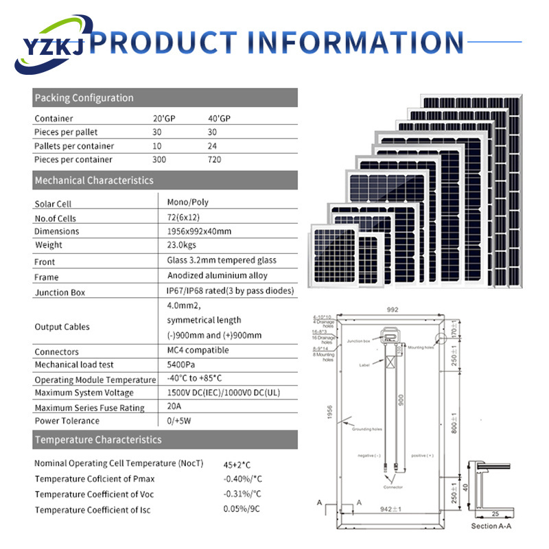 150 watt monocrystalline silicon solar photovoltaic panels  battery photovoltaic pv solar panel 2m x 1m solar energy products