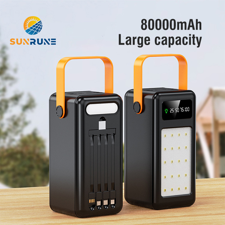 Outdoor High Capacity Powerbank 10,0000mAh For Phone Solar Charger Power Bank 80000mah portable battery Portable Charger