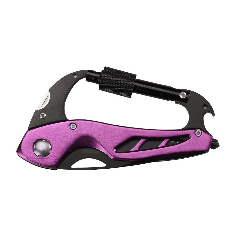 Survival Camping Carabiner Folding Pocket Knife pink