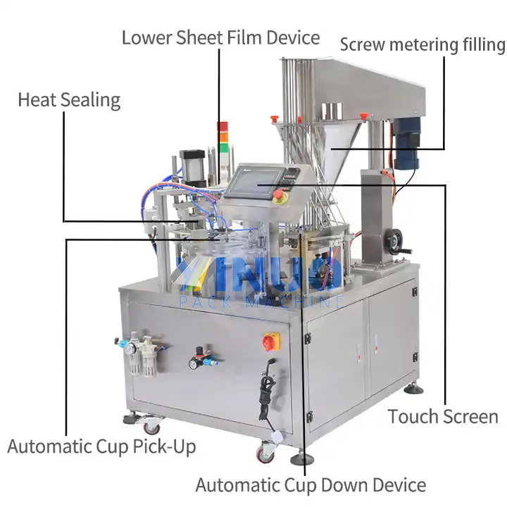 High Speed Aluminum K Cup Coffee Capsules Powder Filling Machine Espresso Capsules Filling  Sealing Machine