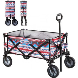 YILU Folding Camping Wagon Cart Collapsible Sturdy Steel Frame Garden Beach Wagon Cart Heavy Duty