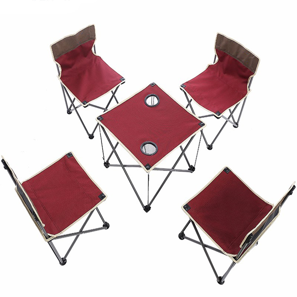 YILU Portable Folding  Camping Dining Table Set With 4 Chairs Combination Picnic Beach Patio