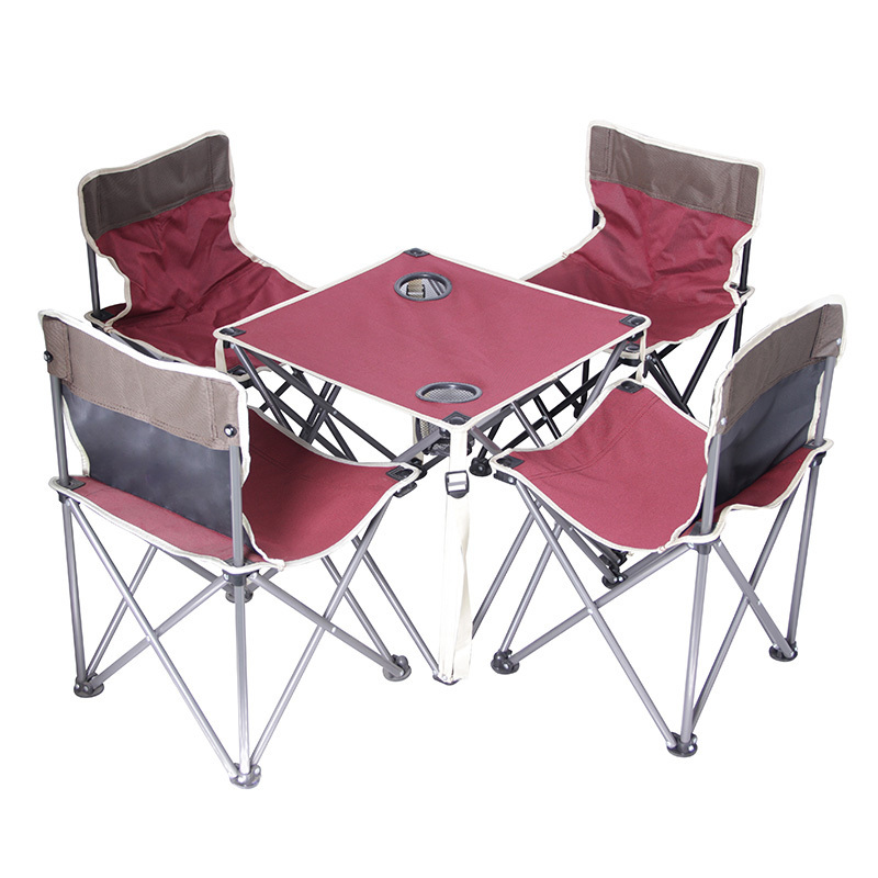 YILU Portable Folding  Camping Dining Table Set With 4 Chairs Combination Picnic Beach Patio