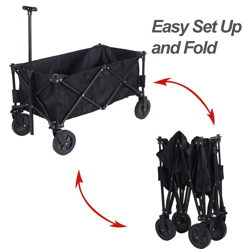 YILU Folding Camping Wagon Cart Collapsible Sturdy Steel Frame Garden Beach Wagon Cart Heavy Duty