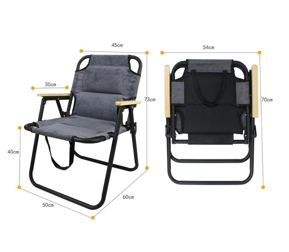 YILU Outdoor Folding Chair Portable Camping Picnic Chair Foldable Beach Chair With Wooden Armrest