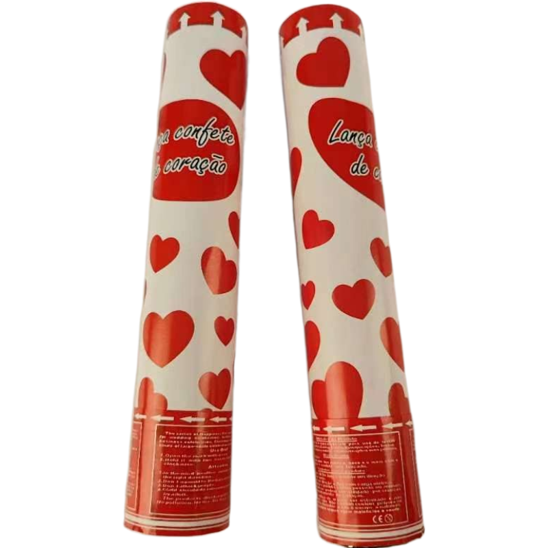 New Type Red Heart Shape Foil Paper Celebration Use Party Popper Confetti Cannon