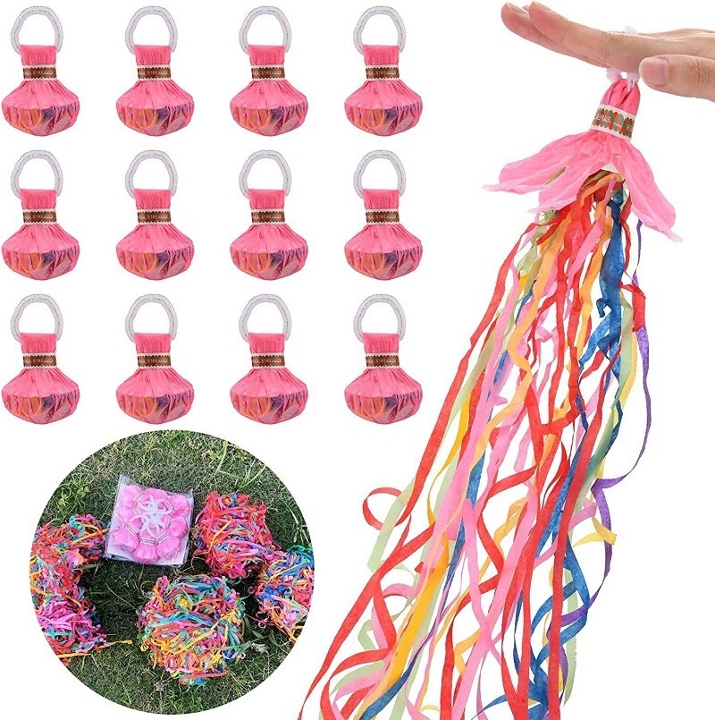 Colorful No Mess Streamers Poppers Hand Throw Confetti Streamer For Party Celebrations