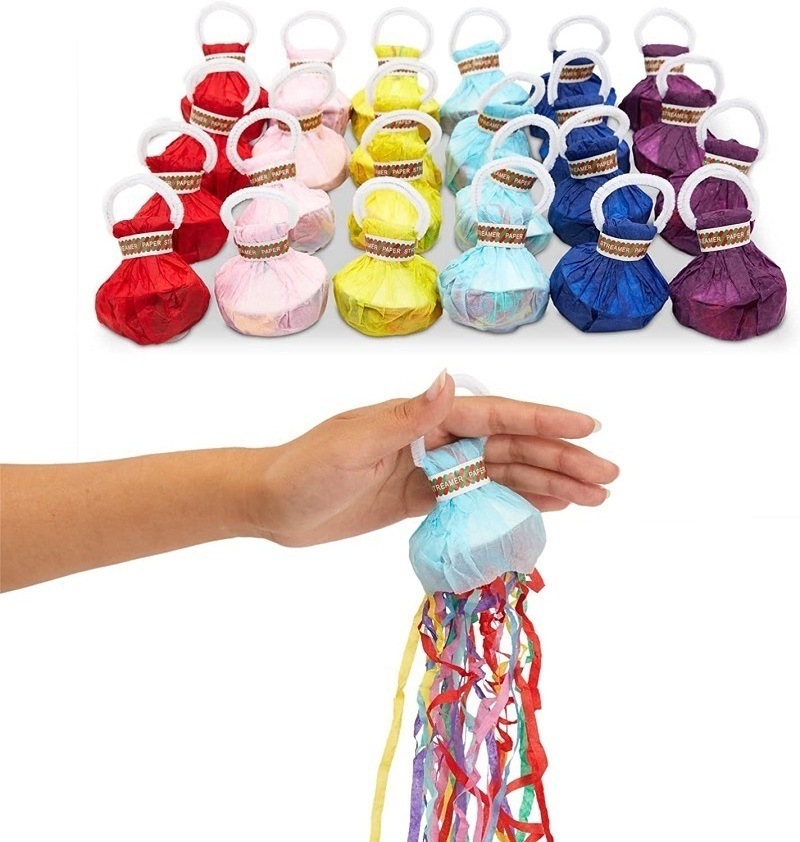 Colorful No Mess Streamers Poppers Hand Throw Confetti Streamer For Party Celebrations