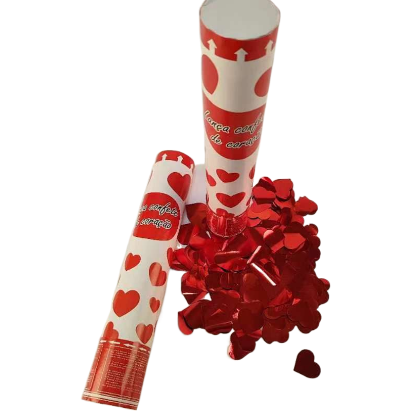 New Type Red Heart Shape Foil Paper Celebration Use Party Popper Confetti Cannon