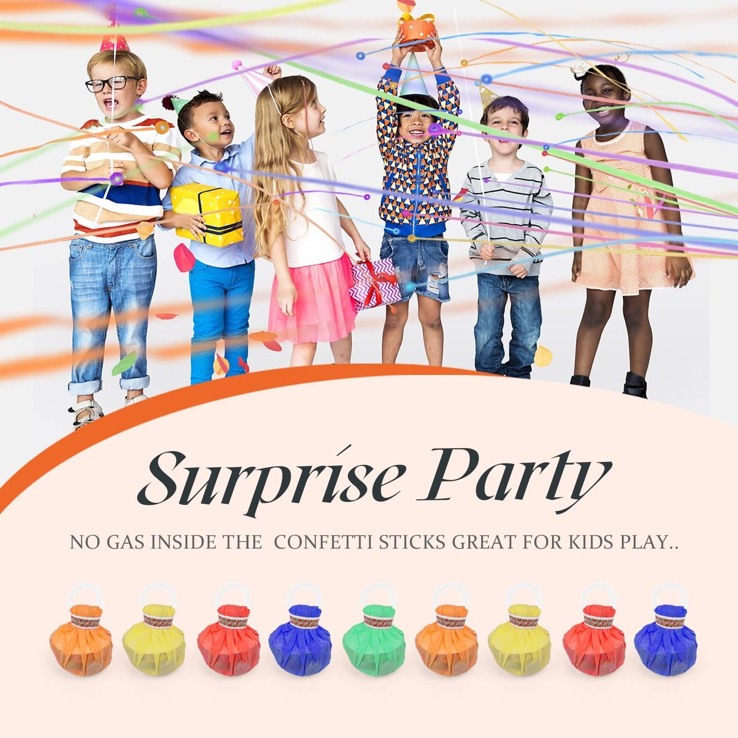 Colorful Streamers Party Poppers Handle Throw Streamers Confetti Paper Party Streamers