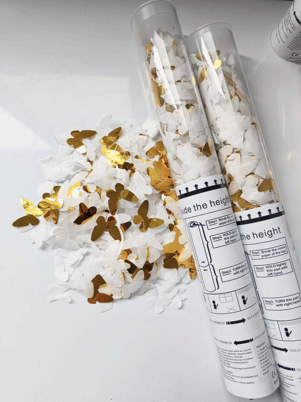 Biodegradable Golden White Butterfly Wedding Birthday Popper Party Supplies Confetti Cannon