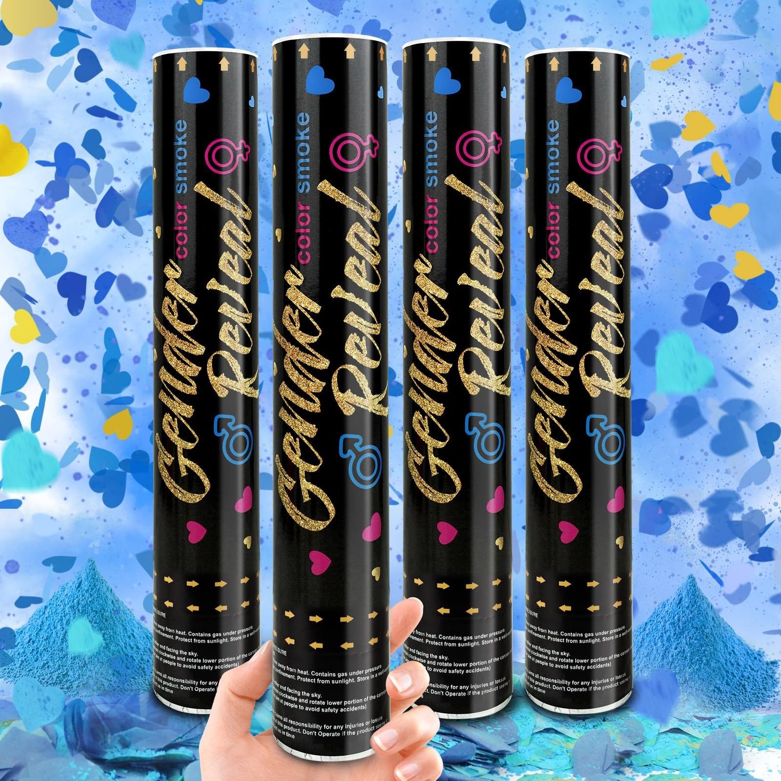 In Stock Pink And Blue Creative Biodegradable Confetti Cannon Gender Reveal Fireworks Poppers