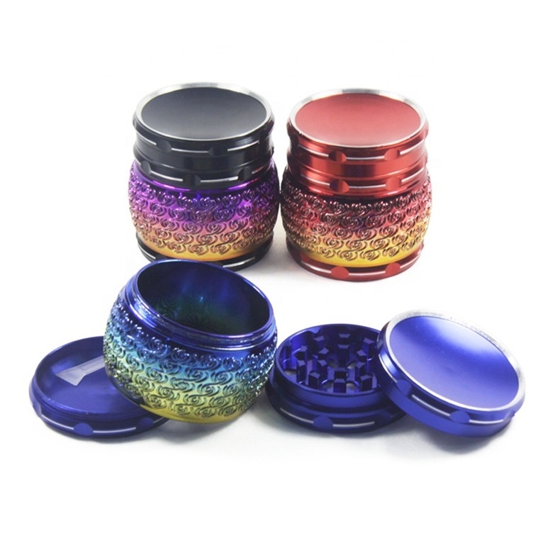 Manual Herb Grinder Drum Sound Zinc Alloy Cigarette Grinder 40Mm 50Mm Four Layer 63Mm Manual Vanilla Grinder