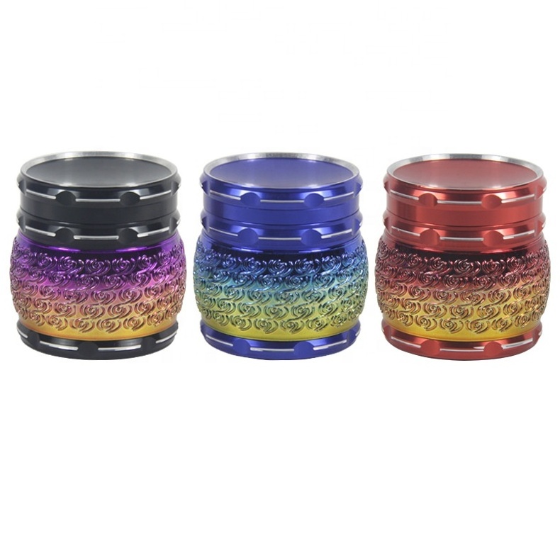 Manual Herb Grinder Drum Sound Zinc Alloy Cigarette Grinder 40Mm 50Mm Four Layer 63Mm Manual Vanilla Grinder