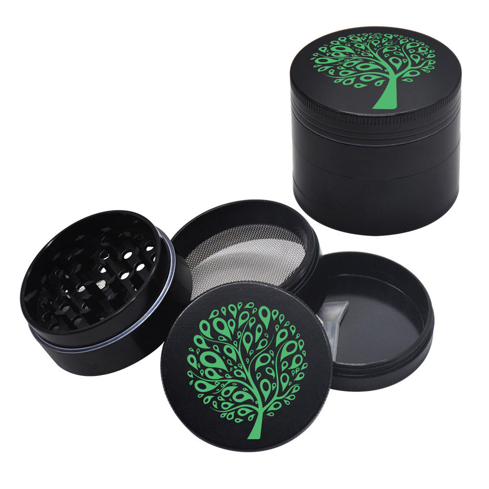 Tobacco Crusher Herb Grinder Wholesale Custom Logo Printing Magnetic Zinc Alloy Manual Stainless Steel Herb Grinder